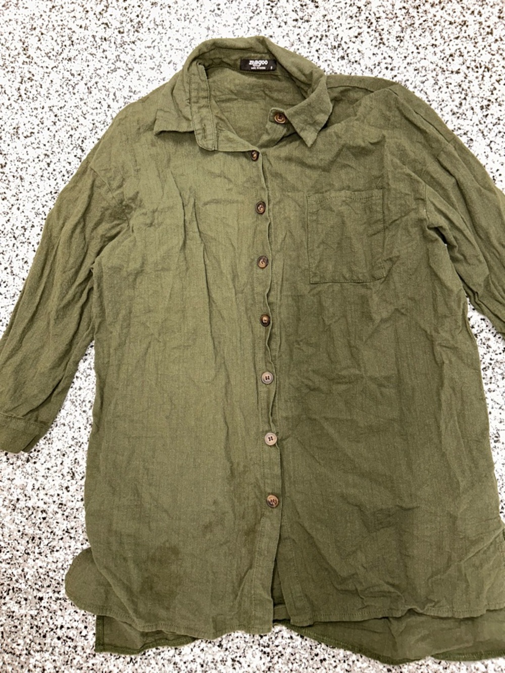 zeagoo Olive Green Casual Button-Down Shirt